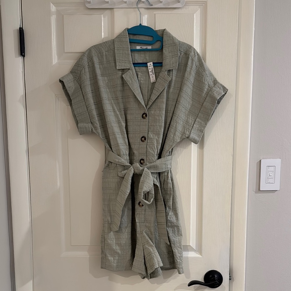 Madewell Green Button-Up Romper Size Medium NWT